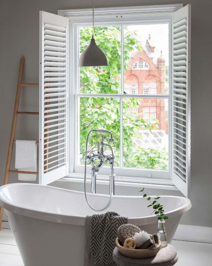 London smoke shutters in bathroom